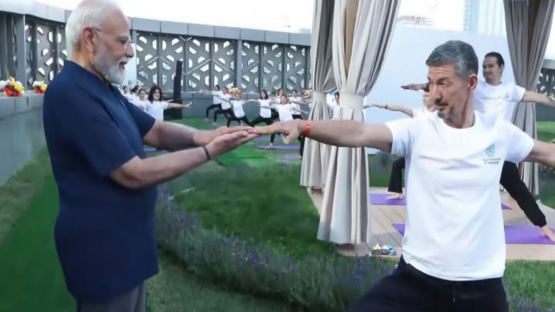 World News | PM Modi Attends Yoga Programme in Tashkent, Shares Glimpses from Uzbekistan Visit