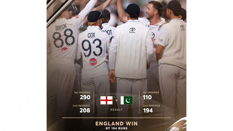Sports News | England Pace Trio Runs Rampant over Pakistan at Lord's, Secures Series with 194 Run Win