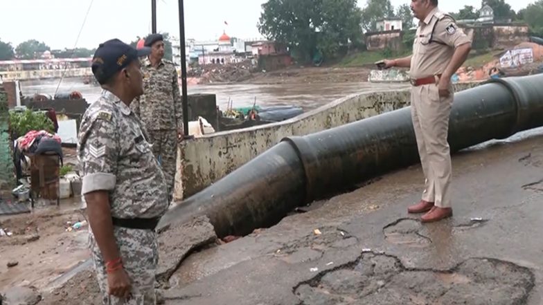 India News | MP: Police Intensify Patrolling in Satna's Chitrakoot Amid Rising Mandakini River Water Level; Urge Locals to Move to Safe Areas