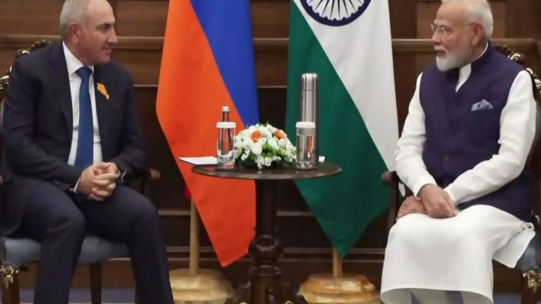 World News | SCO Summit: PM Modi Holds Bilateral Meeting with Armenian PM Pashinyan in Bishkek