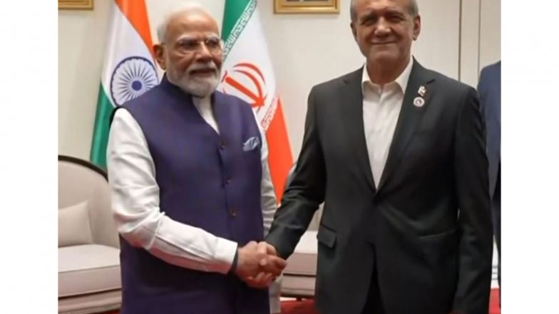 World News | SCO Summit: PM Modi Meets Iranian President Masoud Pezeshkian in Bishkek