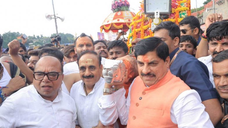 India News | MP CM Mohan Yadav Participates in Baba Mahakal's Sawari in Ujjain, Prays for People's Well-being