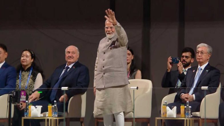 Sports News | PM Modi Attends Grand Opening Ceremony of 6th World Nomad Games in Kyrgyzstan's Bishkek, Greets Indian Contingent