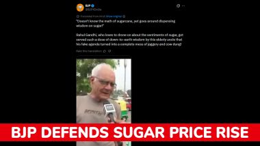 BJP Defends Sugar Price Rise, Taking Potshot at Rahul Gandhi's Knowledge on Sugarcane; Shares Video