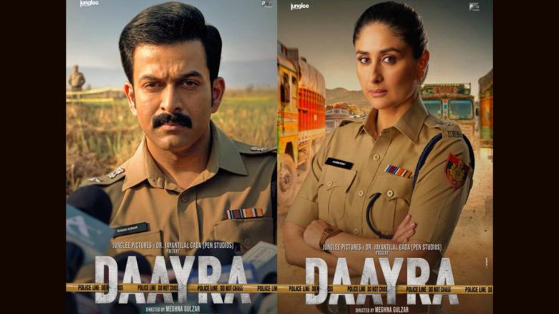 'Daayra' Posters: Kareena Kapoor Khan as DCP Ajooni Cuts a Powerful Figure, Prithviraj Sukumaran as DCP Raman Kumar Brings Quiet Intensity