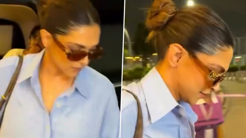 Deepika Padukone Hides Baby Bump Under Baggy Clothes, Ranveer Singh Sees Her Off at Mumbai Airport (Watch Video)