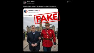 social-viral-Did Donald Trump Post an Image of Himself as a Mountie Arresting Mark Carney? Fact Check Reveals Viral Photo Is AI-Generated