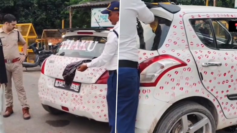 Viral Video of Gwalior Car Covered in 3,400 Lipstick Kisses Results in INR 5,500 Fine