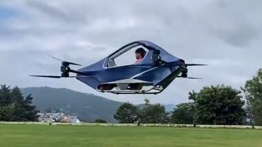 HAPIDA SKYNeX: Ravi Tamta Successfully Test-Flies Electric Flying Vehicle in Uttarakhand; CM Pushkar Singh Dhami Praises Him (Video)