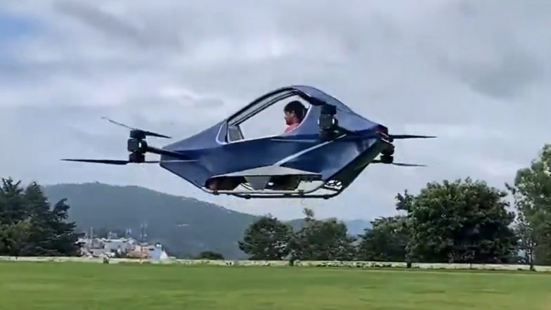 HAPIDA SKYNeX: Ravi Tamta Successfully Test-Flies Electric Flying Vehicle in Uttarakhand; CM Pushkar Singh Dhami Praises Him (Video)