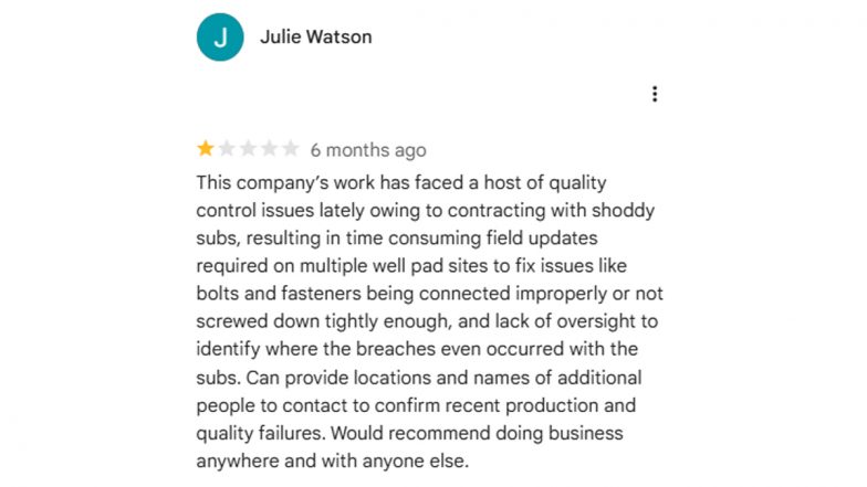 Starr Manufacturing Sues Columbus Resident Julie Watson Over One-Star Google Review