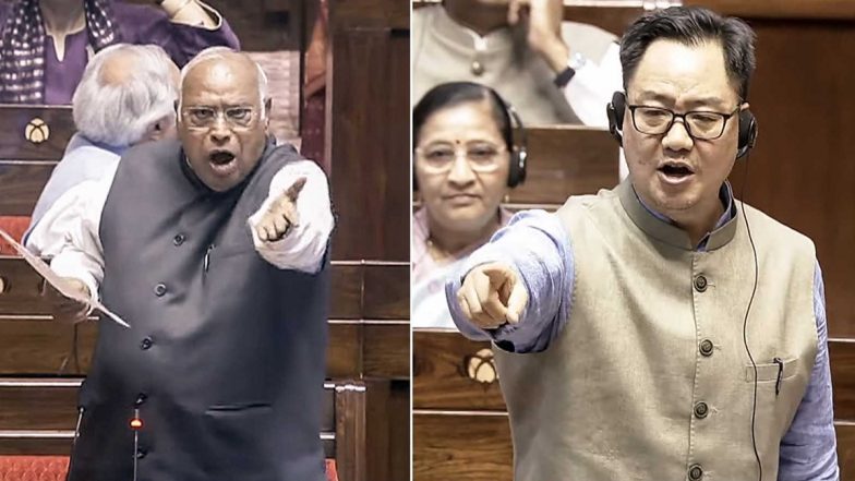 Mallikarjun Kharge Demands Amit Shah&rsquo;s Statement in Rajya Sabha; Kiren Rijiju Says &lsquo;Oppn Will Not Decide Which Minister Comes To House&rsquo;