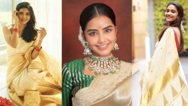 Onam 2026: Kalyani Priyadarshan, Anupama Parameswaran, Keerthy Suresh Shine in Kasavu Sarees; How to Style Like South Indian Actresses
