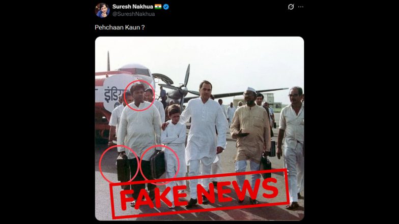 Is the Man Carrying Rajiv Gandhi's Suitcase in Viral Photo Is Mallikarjun Kharge? Fact Check Calls Claim False