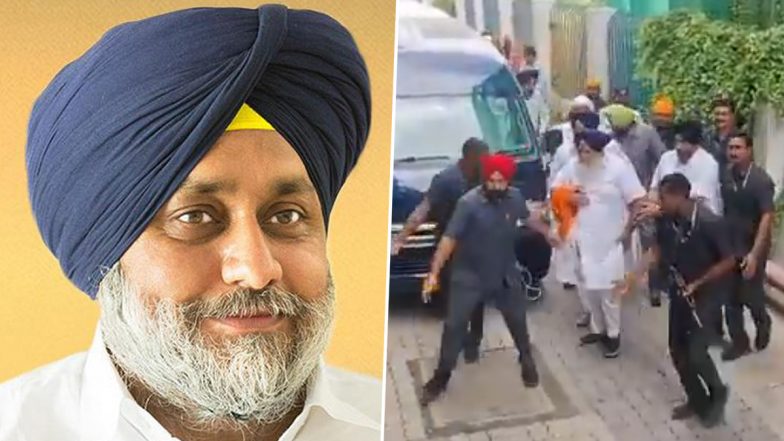 Sukhbir Singh Badal Attacked at Gurdwara in Maharashtra's Nanded, Rushed to Hospital (Video)