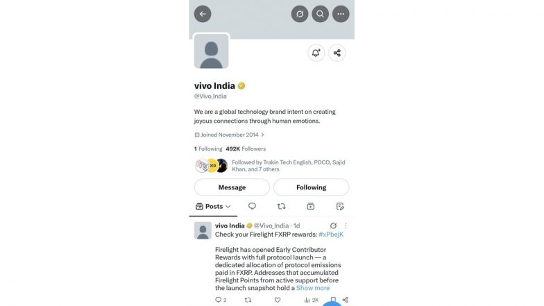 Vivo India X Account Hacked, Cybercriminals Promote Cryptocurrency Scam