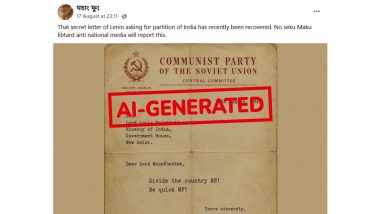 Did Vladimir Lenin Ask Lord Mountbatten To 'Divide India' in 1947? Viral Letter Is AI-Generated