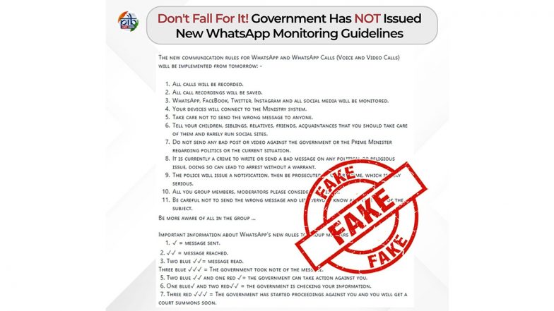 Did the Indian Government Rolled Out New WhatsApp Monitoring Guidelines? PIB Fact Check Reveals Truth