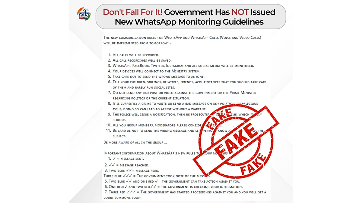 Did the Indian Government Rolled Out New WhatsApp Monitoring Guidelines? PIB Fact Check Reveals Truth