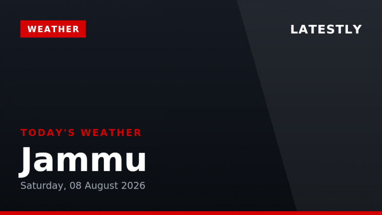 Jammu Weather Forecast &amp; Update for Today, Saturday, 08 August 2026: Expect Overcast Skies and Rain Showers, High of 29&deg;C