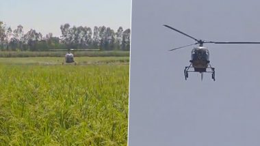 UP: Army Helicopter Makes Precautionary Emergency Landing in Bijnor Due to Technical Snag (Video)