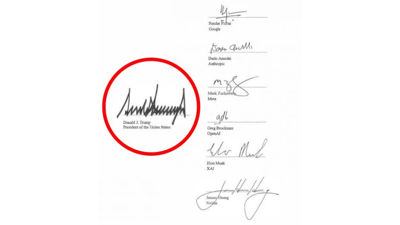 &lsquo;Unites States&rsquo; Typo on Donald Trump White House &lsquo;Super Intelligence&rsquo; Accord Sparks Mockery (Pic)