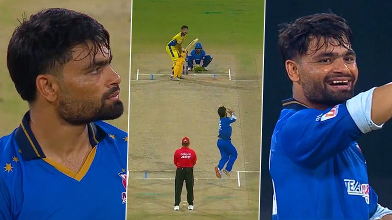 Rinku Singh Bowling Video: Indian Batter Almost Pulls Off a Wicket-Maiden Over in Uttar Pradesh T20 League 2026