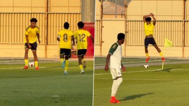 Cristiano Ronaldo Jr Hits Brace for Al-Nassr U17, Recreates Father&rsquo;s Iconic 'Siuu' Celebration
