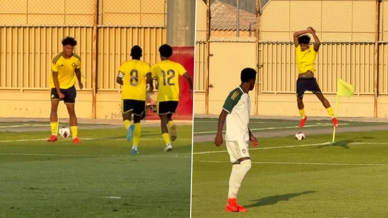 Cristiano Ronaldo Jr Hits Brace for Al-Nassr U17, Recreates Father&rsquo;s Iconic 'Siuu' Celebration