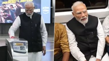 PM Narendra Modi Takes Delhi Metro to SRCC Centenary Celebrations, Interacts With Children (Video)
