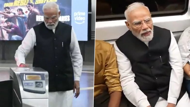 PM Narendra Modi Takes Delhi Metro to SRCC Centenary Celebrations, Interacts With Children (Video)
