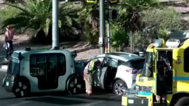 US: 1 Hospitalised After Zoox Autonomous Vehicle and SUV Collide on Las Vegas Strip (Video)