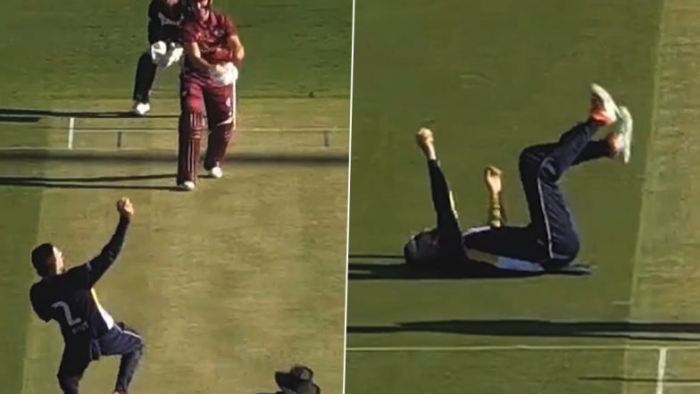 Matthew Short Plucks Stunning One-Handed Return Catch to Dismiss Marnus Labuschagne During Queensland vs Victoria Match