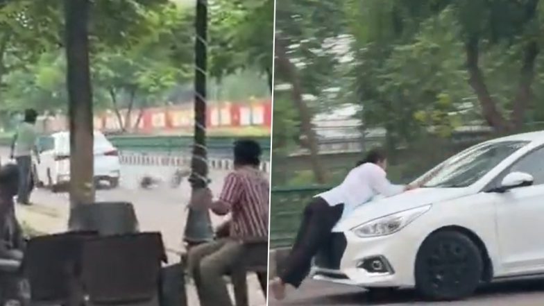Lucknow Viral Video: Woman Carried On Car Bonnet After Dispute With Lover Near Janeshwar Mishra Park