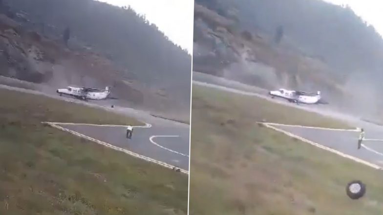 Plane Loses Rear Tyre During Landing at Nepal&rsquo;s Juphal Airport, 16 Passengers and Crew Escape Unhurt (Video)
