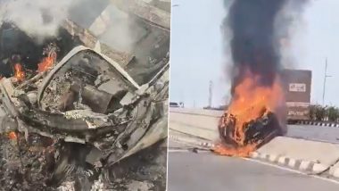 Dr Kasakurthi Jagadish Dies: Neurosurgeon Killed After Volvo Crashes Into Divider and Catches Fire in Telangana (Video)