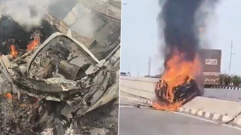Dr Kasakurthi Jagadish Dies: Neurosurgeon Killed After Volvo Crashes Into Divider and Catches Fire in Telangana (Video)