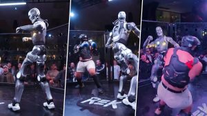 sports-Human vs Robot MMA Fight: Frankie LaPenna Knocked Down by Rekbot