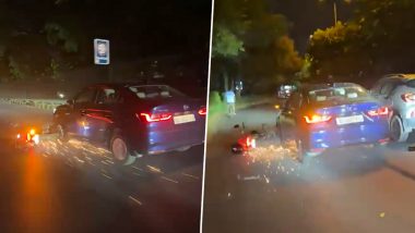 Delhi Viral Video: Car Drags Bike for 100 Metres in RK Puram, 73-Year-Old Driver Arrested