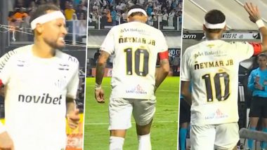 Neymar Injury: Brazilian Legend Limps Off With Thigh Injury in Santos&rsquo; Copa Do Brasil 2026 Clash