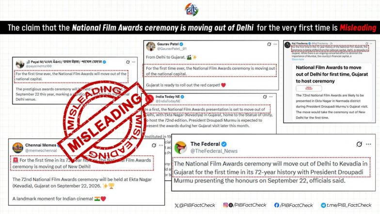 Is National Film Awards Ceremony in Gujarat the First Outside Delhi? PIB Fact Check Clarifies