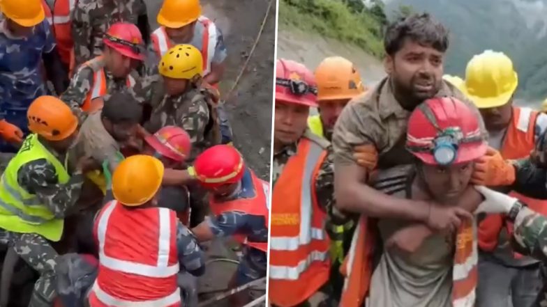 Miracle Rescue in Nepal: 2 Workers Found Alive After 9 Days in Trishuli-3 &lsquo;A&rsquo; Tunnel After Flash Flood (Videos)