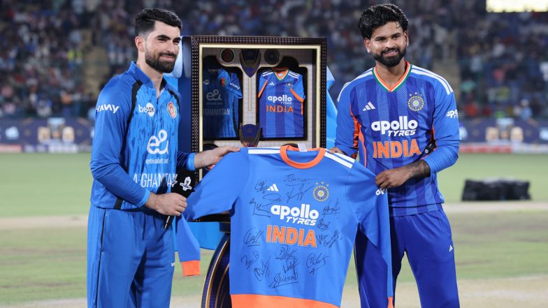 Shreyas Iyer Presents Signed India Jersey to Ibrahim Zadran Ahead of IND vs AFG 1st T20I 2026