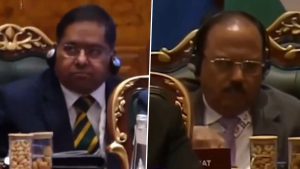 social-viral-Ajit Doval and Randhir Jaiswal Seen Eating Dry Fruits at BRICS Summit; Viral Videos Divide Netizens