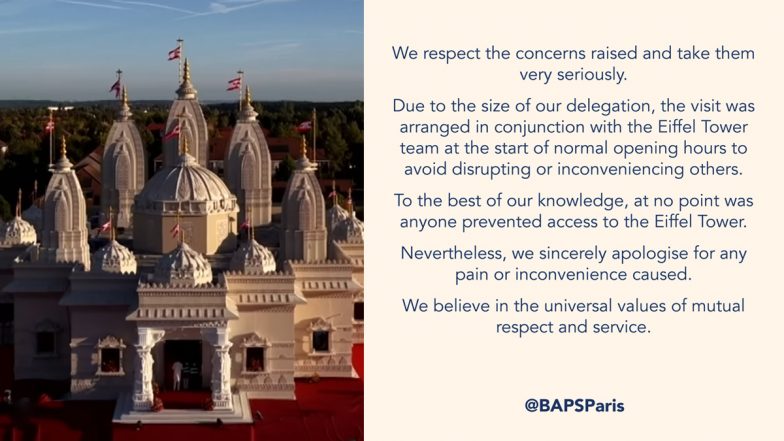 BAPS Paris Responds to Eiffel Tower Row, Says &lsquo;No One Was Denied Access&rsquo;