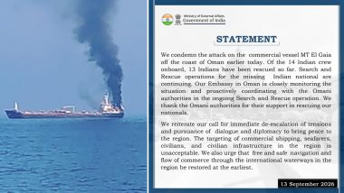 Indian National Missing After Commercial Vessel Attacked Off Oman Coast, MEA Confirms