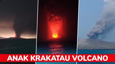 Anak Krakatau Volcano Erupts in Indonesia: Lava Spews, Booming Sounds Heard as Ash Soars 50,000 Feet (Videos)