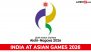 India at Asian Games 2026: Day 1 Full Schedule of Indian Athletes in Action Today on September 19