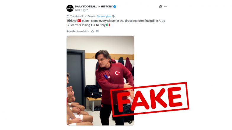 Did Turkiye Coach Slap Players Including Arda Guler After UEFA Nations League Loss To Italy? Fact Check Calls Claim Fake