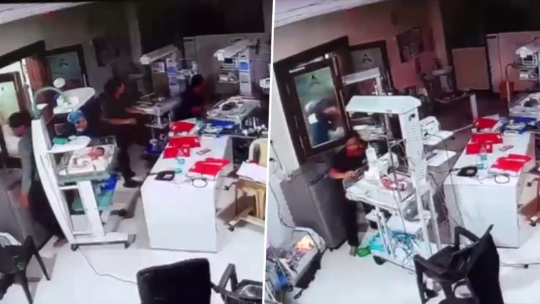 Maharashtra Hospital Fire: Staff Rescue 9 Newborns Moments Before Smoke Engulfs Ward (Video)